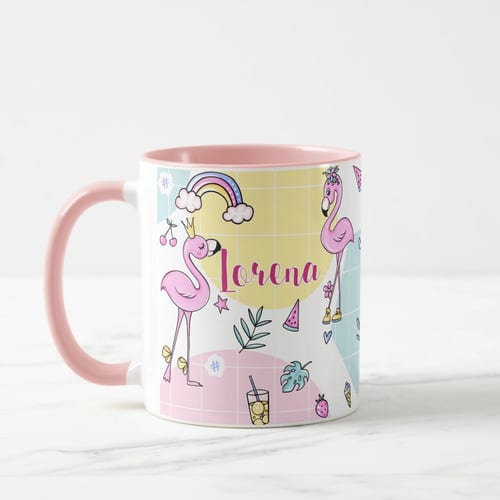 Caneca Personalizada com Nome Feminina Presente Flamingo