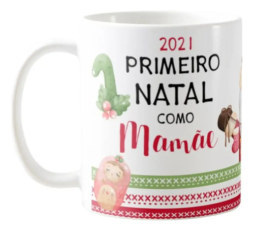 Caneca Personalizada Família Primeiro Natal Como Mãe Mamãe - Família (Natal)