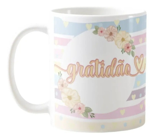 Caneca Divertida Feminina de Presente Agradecimento Gratidão - Família (Gratidão floral)
