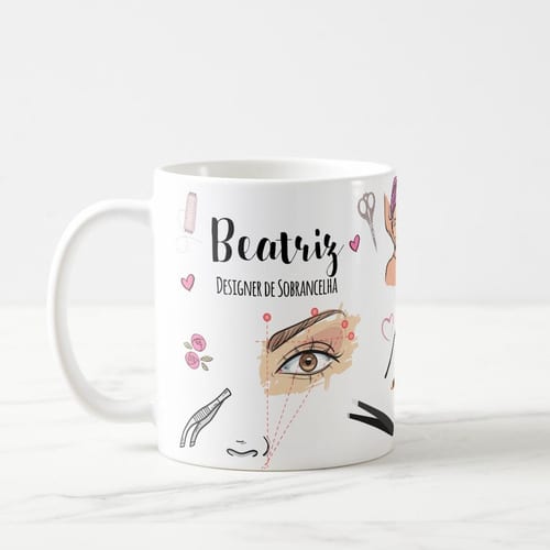 Caneca Presente Designer de Sobrancelhas Nome Personalizado