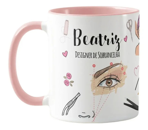 Caneca Personalizada Presente Designer de Sobrancelhas - Profissões (Cabeleireiro(a))