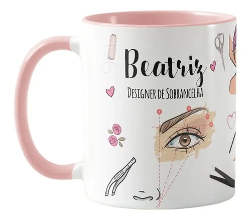 Caneca Personalizada Presente Designer de Sobrancelhas - Profissões (Cabeleireiro(a))