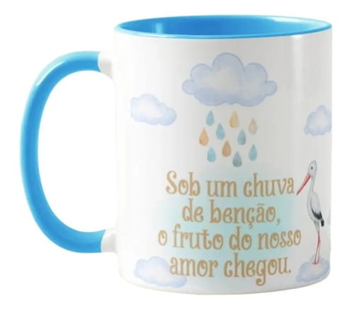 Caneca Presente Anúncio de Gravidez Criativo Chuva de Benção - Anúncio de Gravidez (Família/Geral)