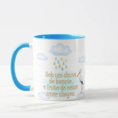Caneca Presente Anúncio de Gravidez Criativo Chuva de Benção