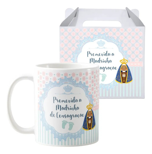 Kit 2 Canecas Lembrança Padrinhos Batismo Pronta Entrega