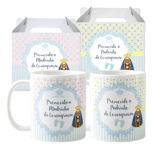 Kit 2 Canecas Lembrança Padrinhos Batismo Pronta Entrega - Batizado (Padrinho)