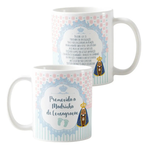 Kit 2 Canecas Lembrança Padrinhos Batismo Pronta Entrega