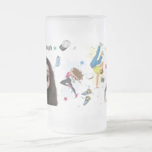 Caneca Vidro Jateado Personalizado p/ Professor Street Dance