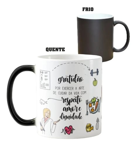 Caneca Mágica Presente Criativo Personalizado Nutrição - Profissões (Nutricionista)