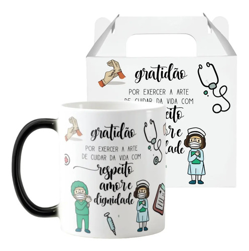 Caneca Mágica Presente Criativo Personalizado Enfermagem