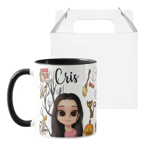 Caneca Personalizada Presente Criativo Dia das Bruxas - Outros (Dia das Bruxas com nome e avatar)