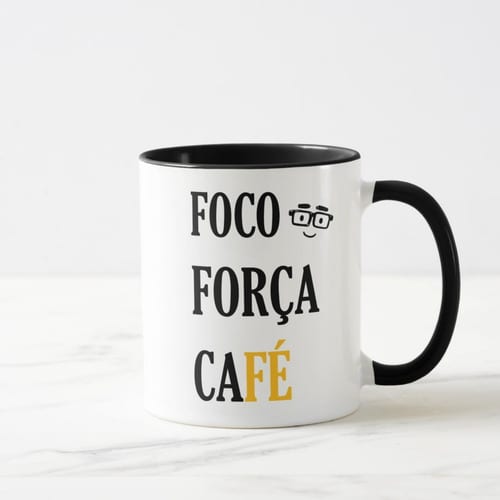 Caneca Masculina Foco Força e Café Personalizada com Nome
