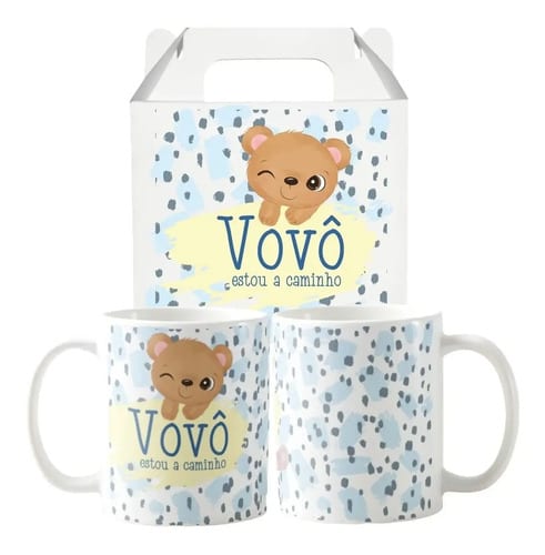 Caneca Presente Revelação Gravidez Avô Vovô Estou Chegando - Anúncio de Gravidez (Avós)