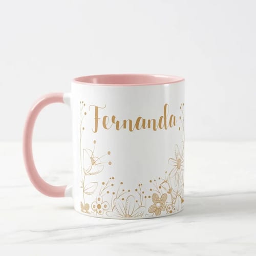 Caneca Personalizada Presente Aniversário Felicitações Rosa - Outros (Aniversário)