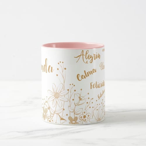 Caneca Personalizada Presente Aniversário Felicitações Rosa