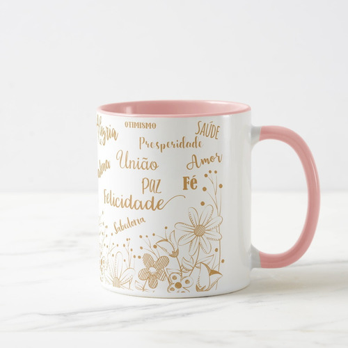 Caneca Personalizada Presente Aniversário Felicitações Rosa