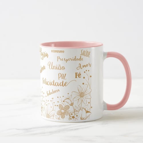 Caneca Personalizada Presente Aniversário Felicitações Rosa