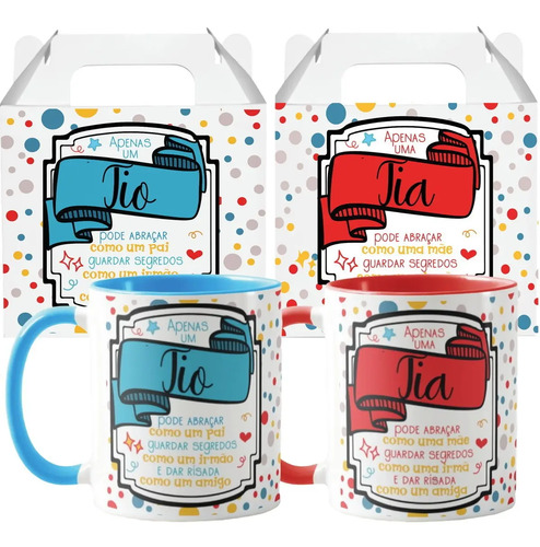 Kit 2 Canecas Presente Especial Natal para Tio e Tia - Família (Tio(a))