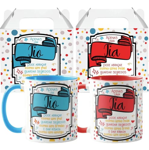 Kit 2 Canecas Presente Especial Natal para Tio e Tia - Família (Tia e Tio)