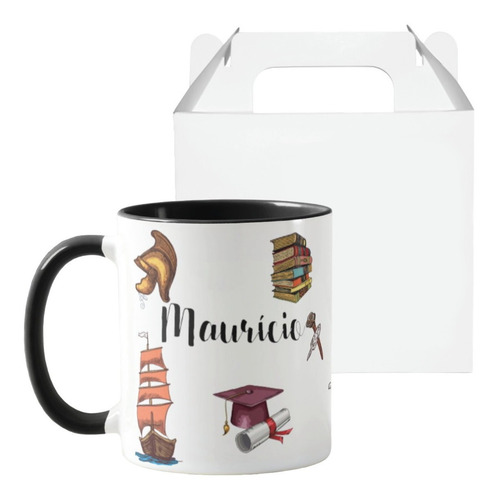 Caneca Professor de História Presente Personalizado com Nome - Dia dos Professores (Professor(a))