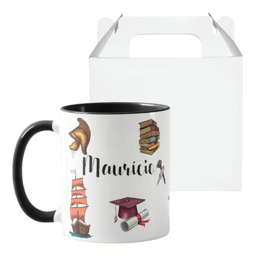 Caneca Professor de História Presente Personalizado com Nome - Dia dos Professores (Professor(a))