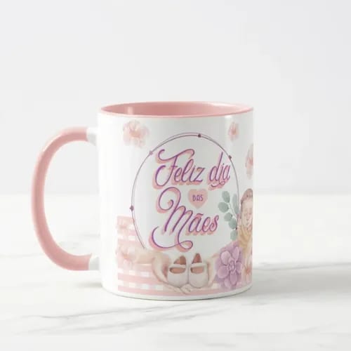 Caneca Personalizada Floral de Presente para o Dia das Mães