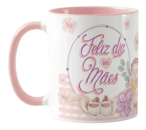 Caneca Personalizada Floral de Presente para o Dia das Mães - Família (Mãe)