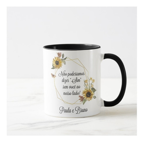Caneca Girassol Presente Casamento Lembrança Mãe da Noiva