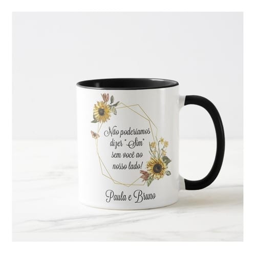 Caneca Girassol Presente Casamento Lembrança Mãe da Noiva
