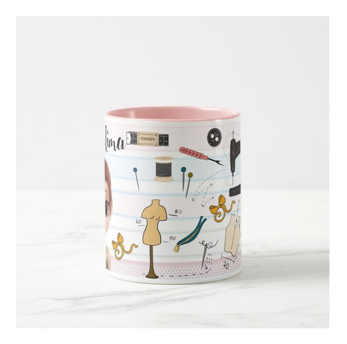 Caneca Rosa Estilista Moda Avatar e Nome Personalizado