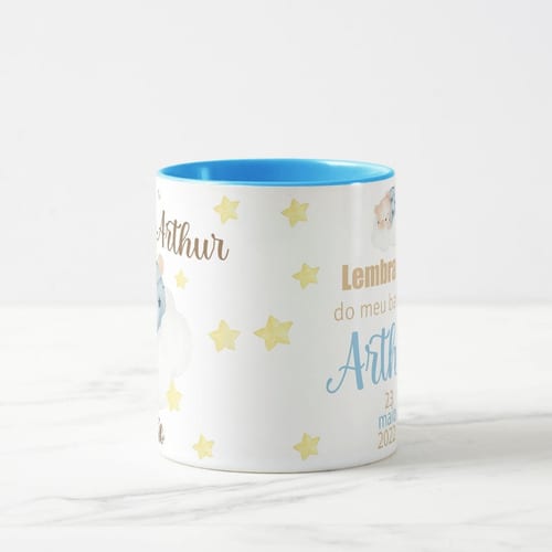 Caneca Ursinho Presente Personalizado Batizado Nascimento