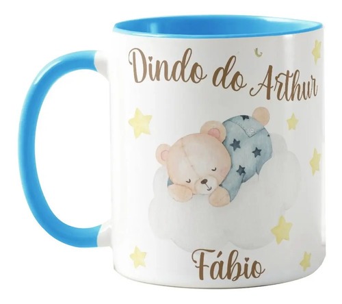 Caneca Ursinho Presente Personalizado Batizado Nascimento - Batizado (Batizando(a))