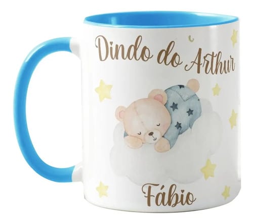 Caneca Ursinho Presente Personalizado Batizado Nascimento - Batizado (Batizando(a))