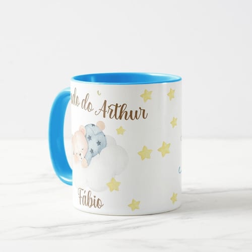 Caneca Ursinho Presente Personalizado Batizado Nascimento