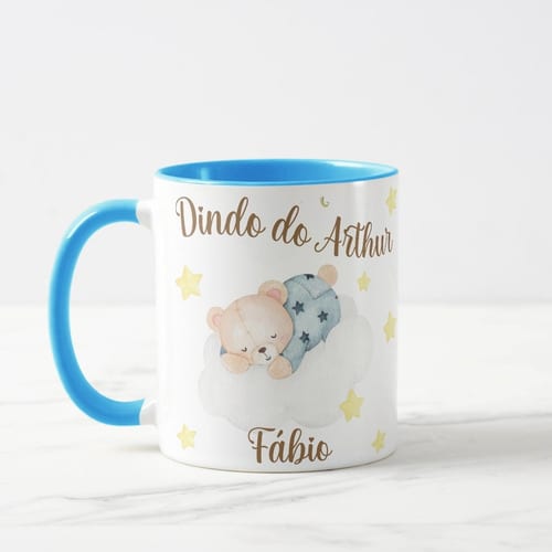 Caneca Ursinho Presente Personalizado Batizado Nascimento