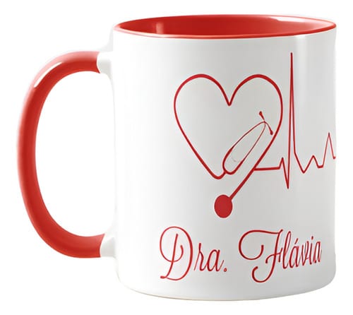 Caneca Estetoscópio Profissão Medicina Presente para Médica - Profissões (Médico(a))