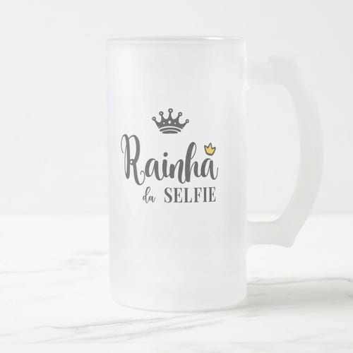 Caneca Vidro Jateado Presente Amiga Rainha da Selfie