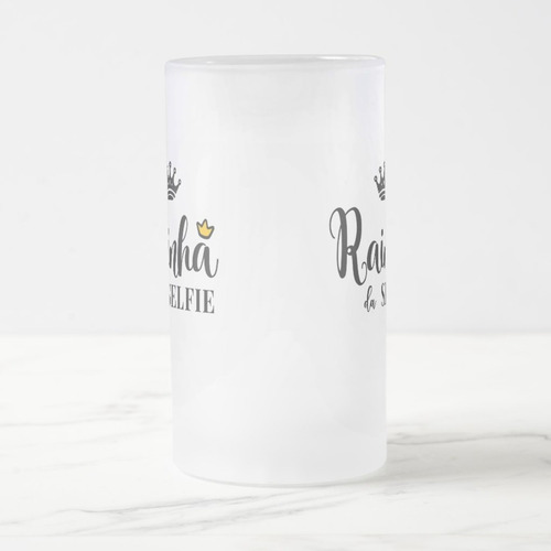 Caneca Vidro Jateado Presente Amiga Rainha da Selfie