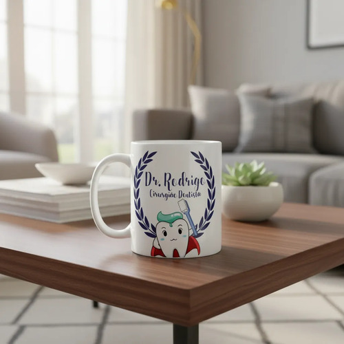 Caneca Personalizada Cirurgião Dentista Azul Int.Branco - Profissões (Dentista)