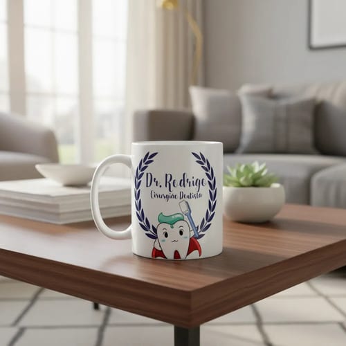 Caneca Personalizada Cirurgião Dentista Azul Int.Branco - Profissões (Dentista)