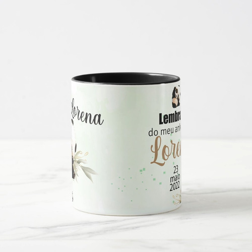 Caneca Panda Lembrança Aniversário Personalizada Panda PRT