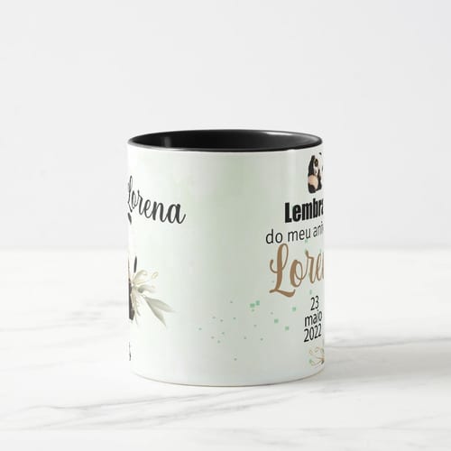 Caneca Panda Lembrança Aniversário Personalizada Panda PRT