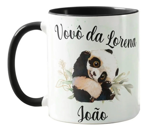 Caneca Panda Lembrança Aniversário Personalizada Panda PRT - Outros (Aniversário)