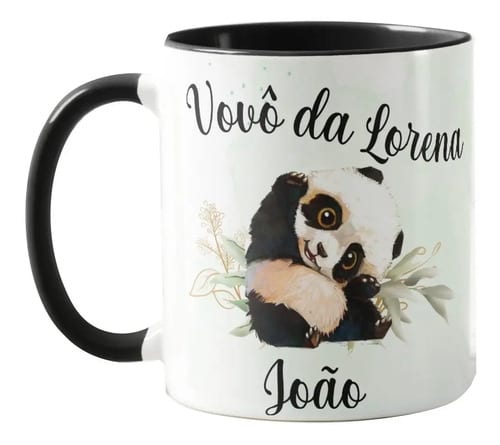 Caneca Panda Lembrança Aniversário Personalizada Panda PRT - Outros (Aniversário)