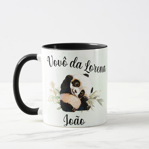 Caneca Panda Lembrança Aniversário Personalizada Panda PRT