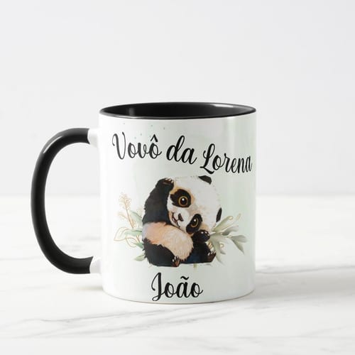 Caneca Panda Lembrança Aniversário Personalizada Panda PRT