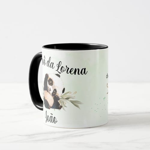 Caneca Panda Lembrança Aniversário Personalizada Panda PRT