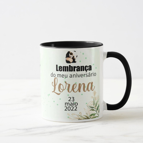 Caneca Panda Lembrança Aniversário Personalizada Panda PRT