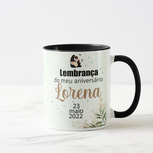 Caneca Panda Lembrança Aniversário Personalizada Panda PRT
