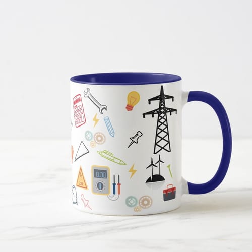 Caneca Engenheiro Elétrico Ideias Brilhando a Cada Café